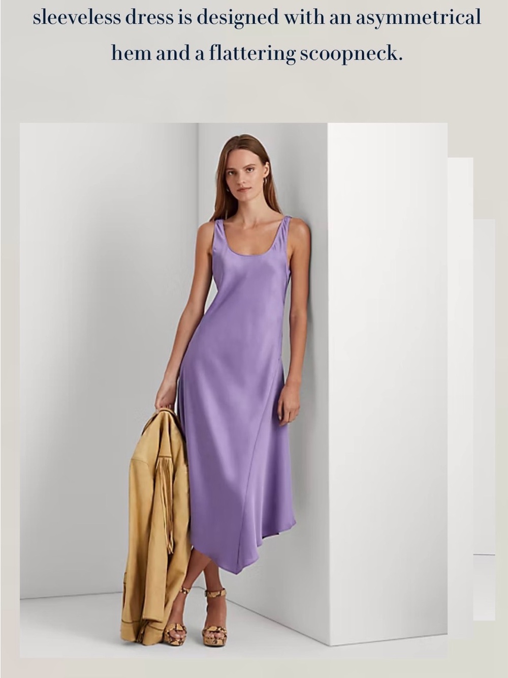 Ralph Lauren lavender  Satin Scoop Neck Slip Dress